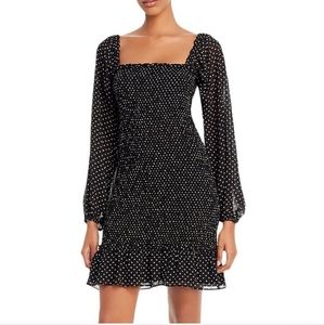 Anthropologie WAYF Balloon Sleeve Square Neck Smocked Mini Dress